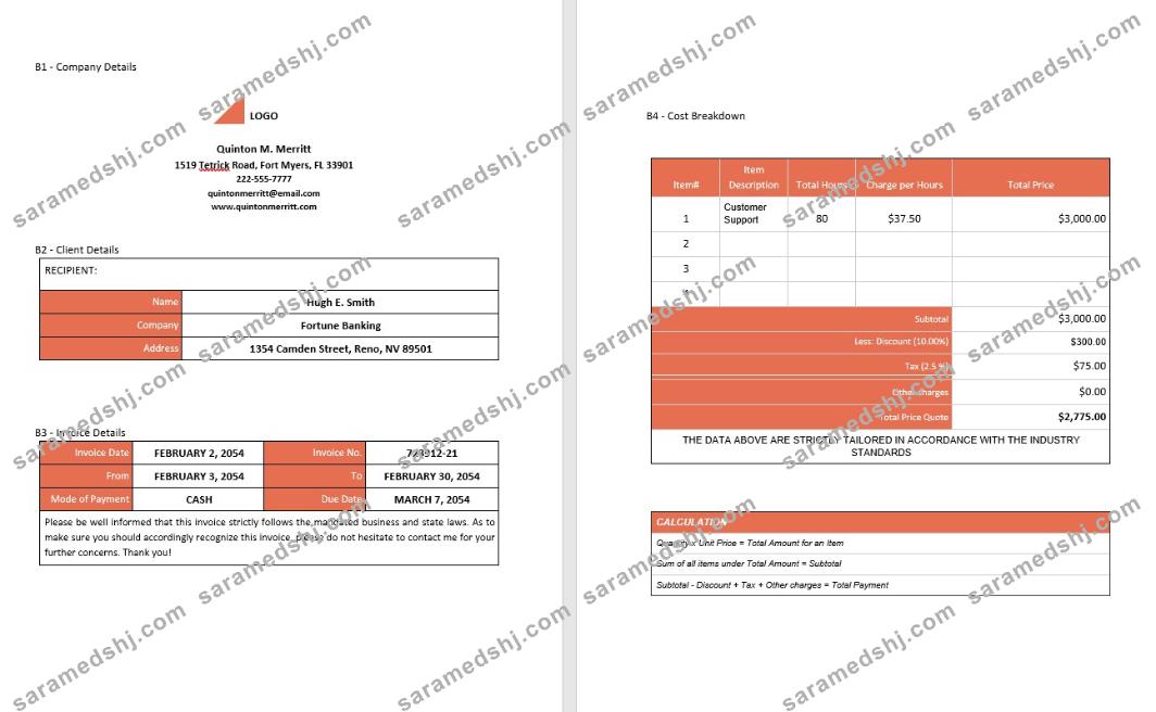 Free Simple Freelance Invoice